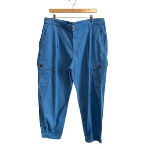 NWT Amadi Anthropologie Blue High Rise Cargo Pocket Pants Size XL